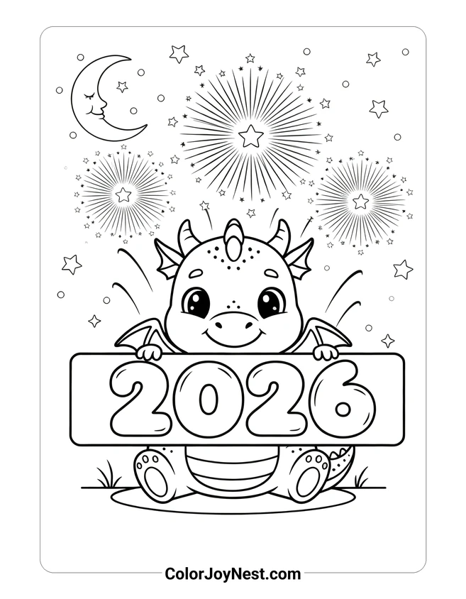Dragon Holding 2026 Coloring Page