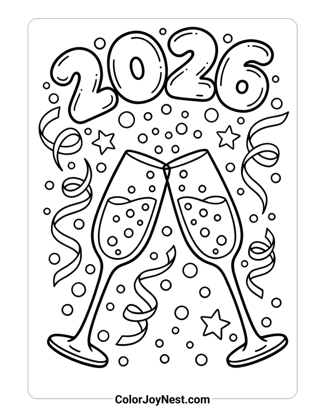 Glasses Toasting Coloring Page