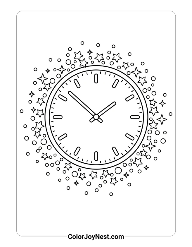 Midnight Clock Coloring Page