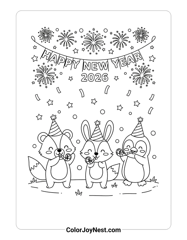 Party Animals Celebration Coloring Page