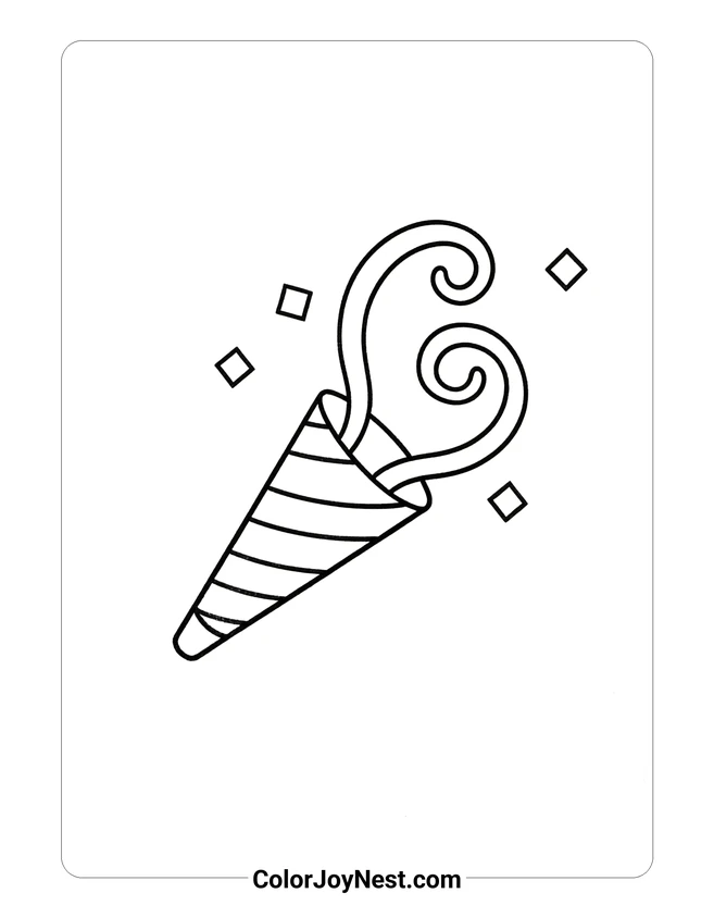 Party Horn Blowing Coloring Page