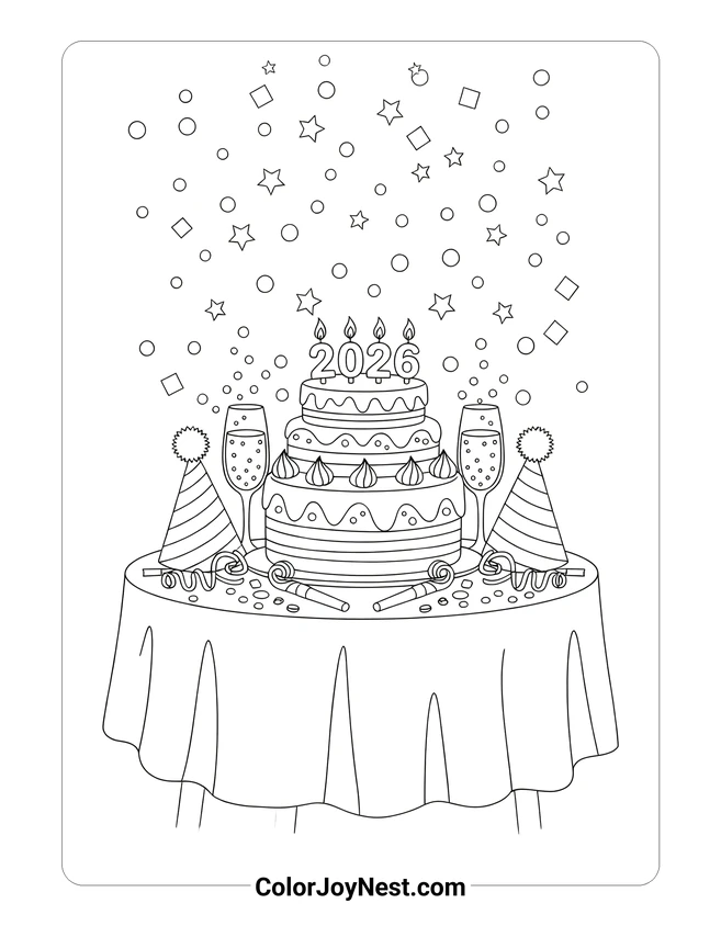 Party Table Celebration Coloring Page