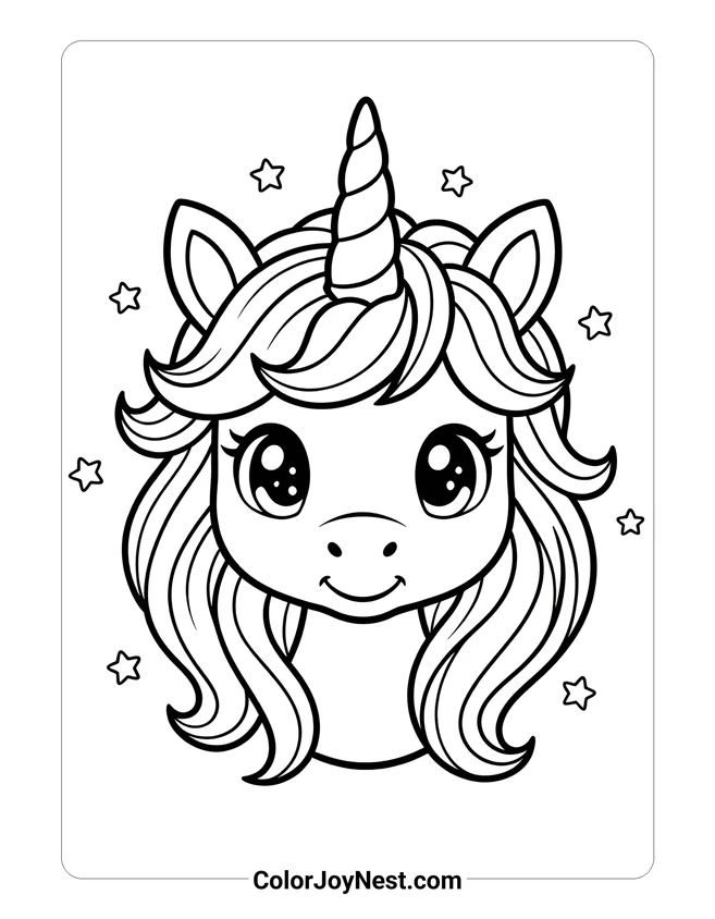 Baby Unicorn Head Coloring Page