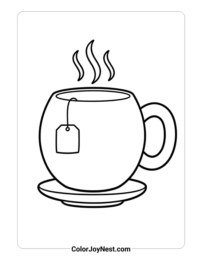 Cozy Tea Mug Coloring Page
