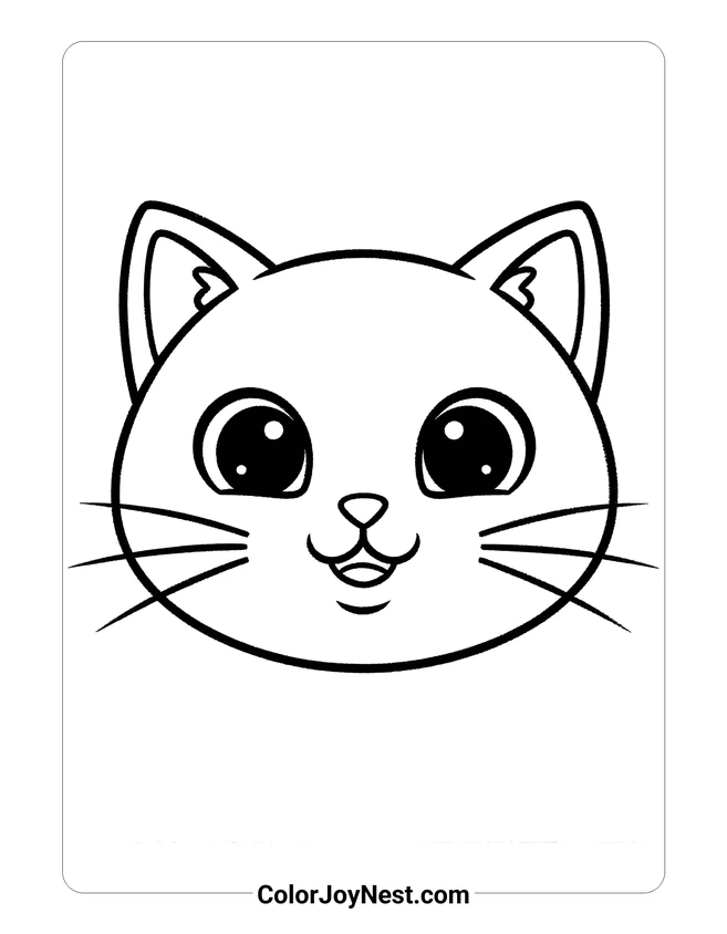 Cute Cat Face Coloring Page