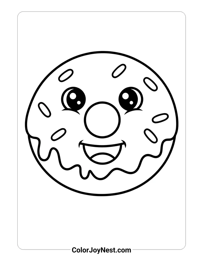 Kawaii Donut Coloring Page