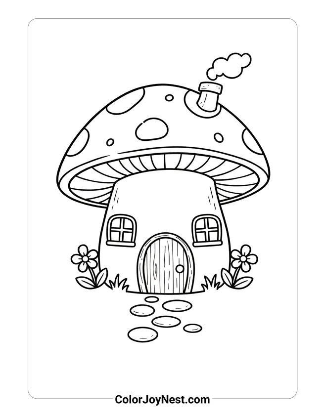 Mushroom House Coloring Page