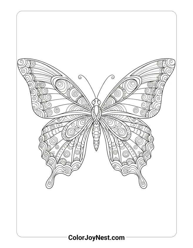 Ornate Butterfly Wings Coloring Page