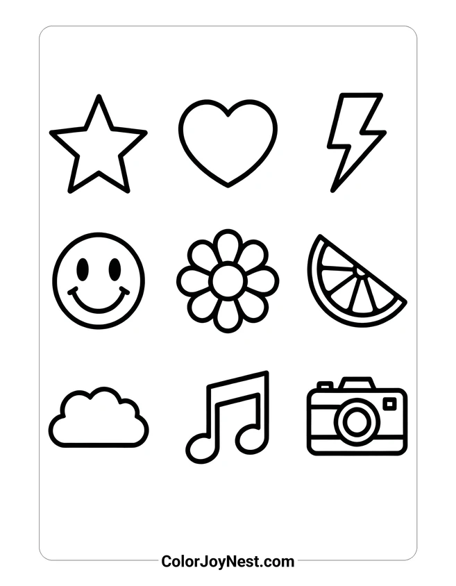 Sticker Icons Sheet Coloring Page