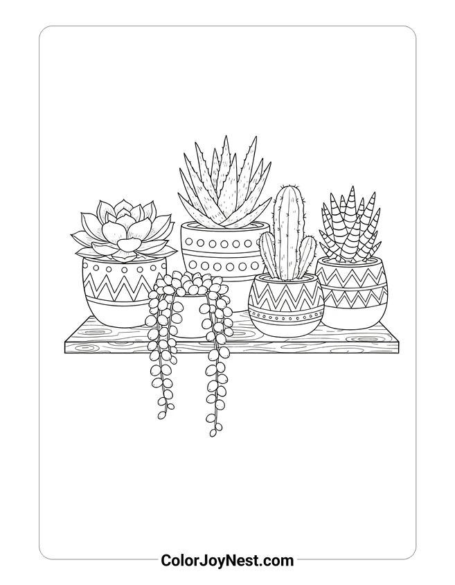 Succulent Garden Collection Coloring Page