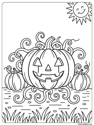 Pumpkin Patch Garden Coloring Page