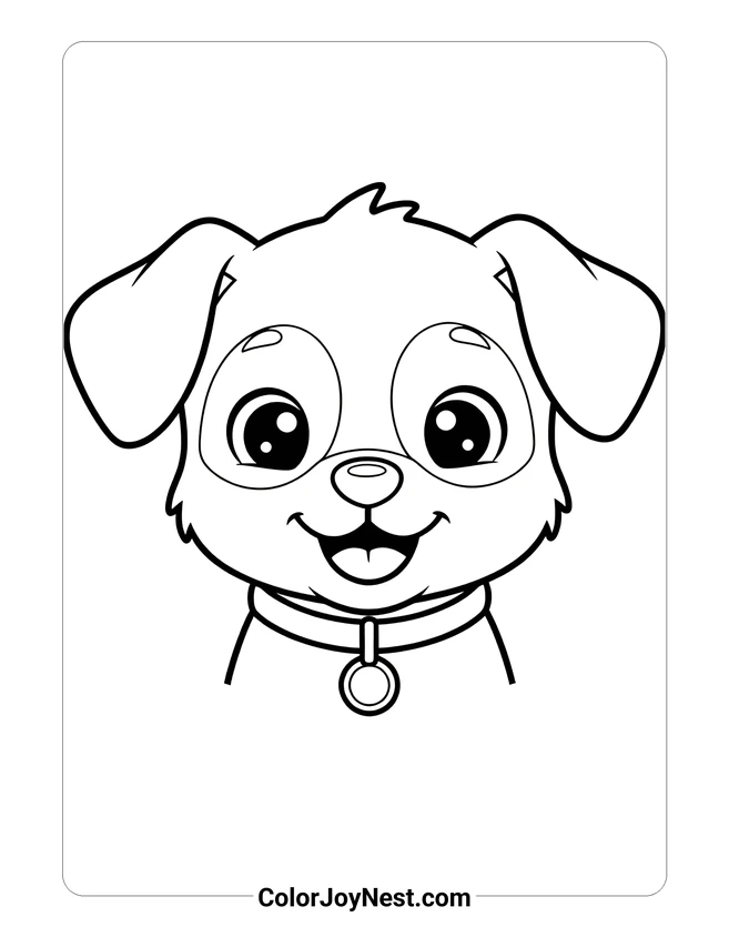 Cute Puppy Head Coloring Page