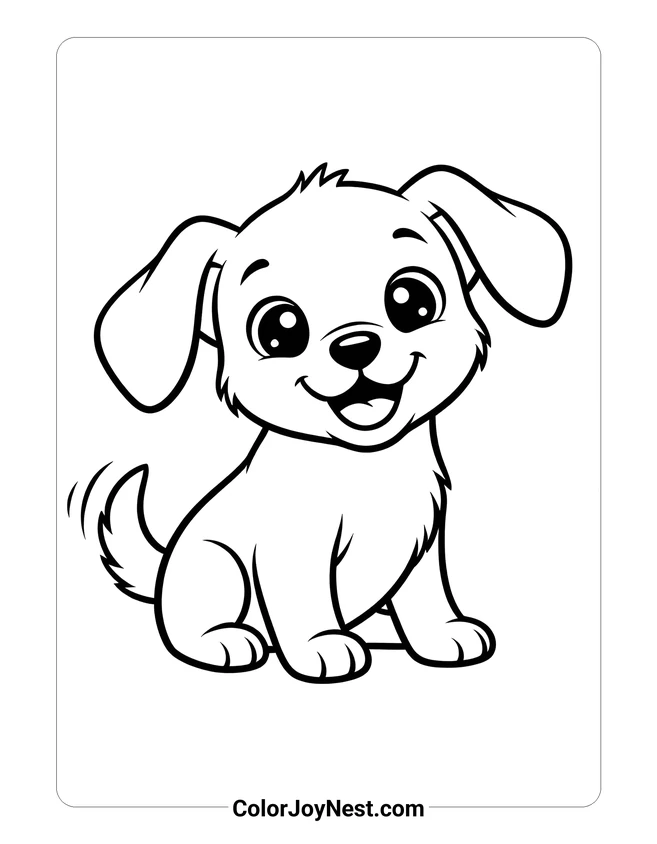 Cute Puppy Sitting Coloring Page