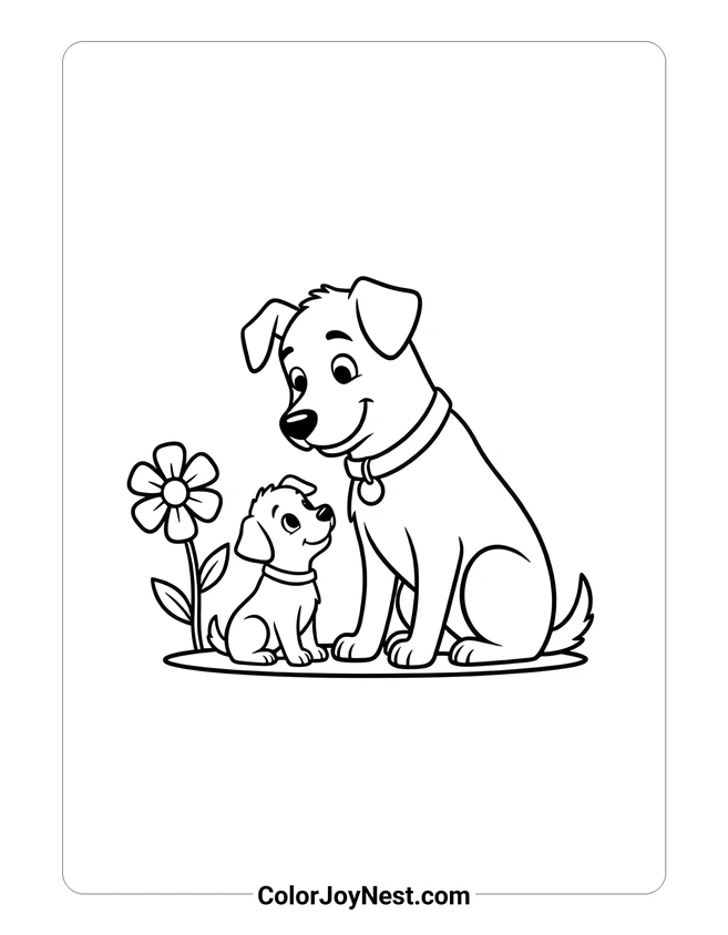Dog Teaching Puppy Coloring Page