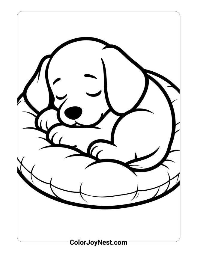 Sleeping Puppy Coloring Page