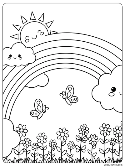 Rainbow Fun for Kids Coloring Page