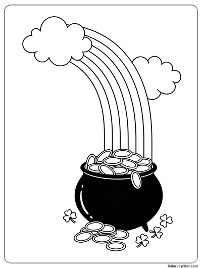 Rainbow Pot of Gold Coloring Page