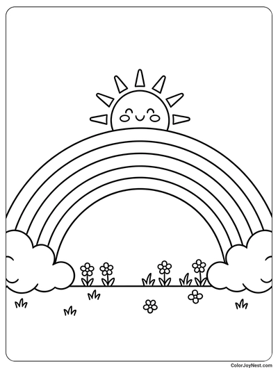 Seven Color Rainbow Coloring Page