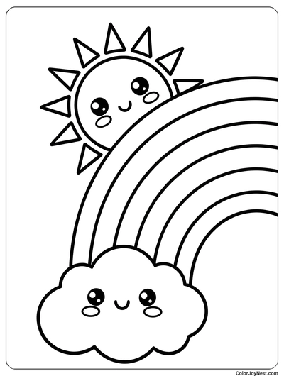 Simple Rainbow Outline Coloring Page