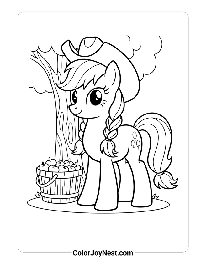 Applejack Orchard Basket Coloring Page