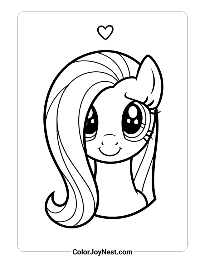 Fluttershy Head Coloring Page