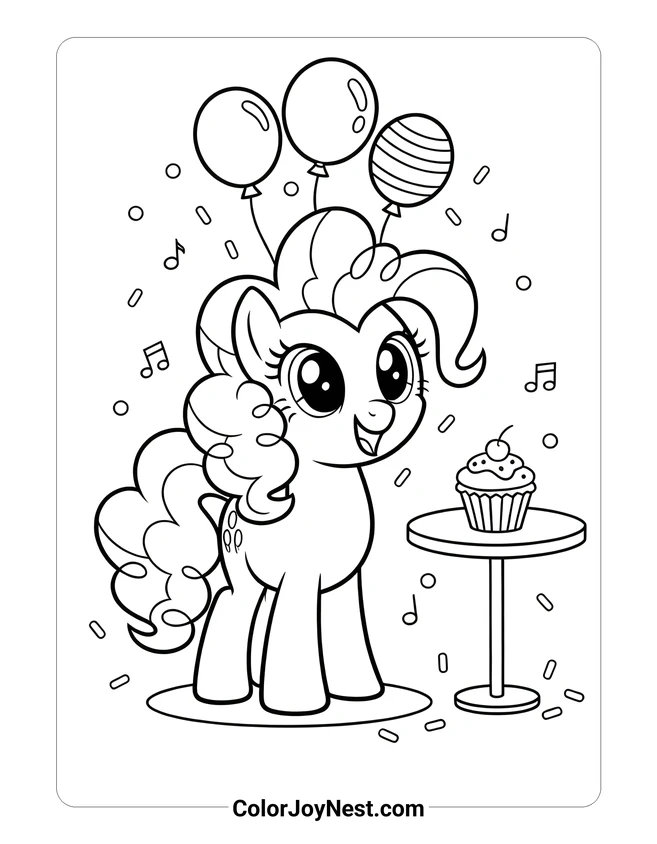 Pinkie Pie Party Balloons Coloring Page