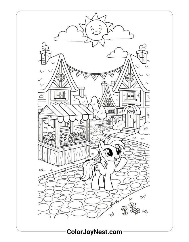 Ponyville Street Scene Coloring Page