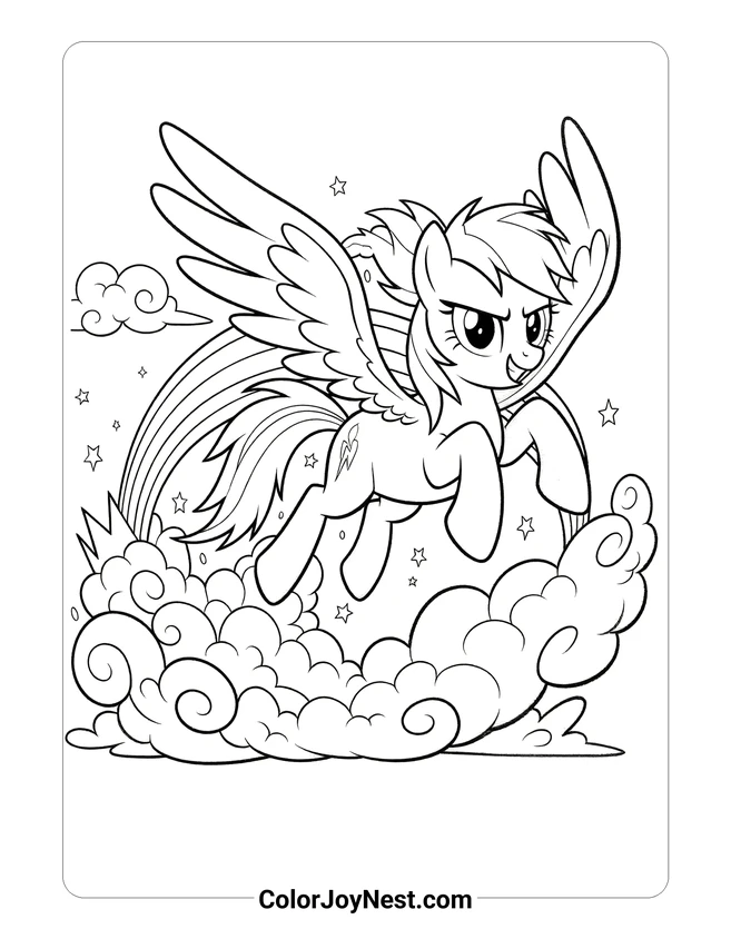Rainbow Dash Sonic Rainboom Coloring Page