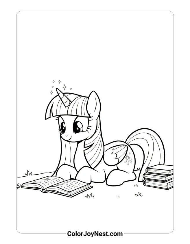 Twilight Sparkle Reading Coloring Page