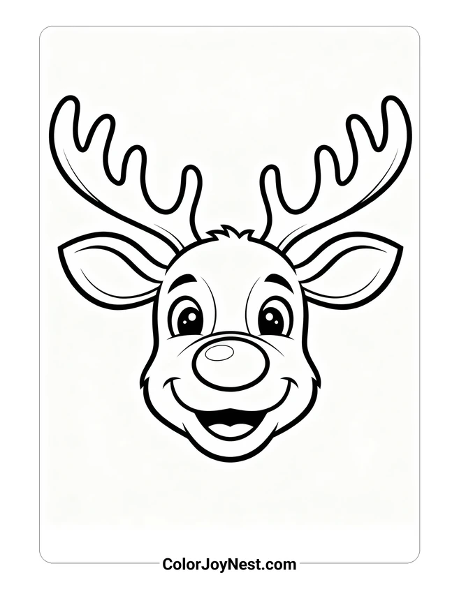 Reindeer Head Coloring Page