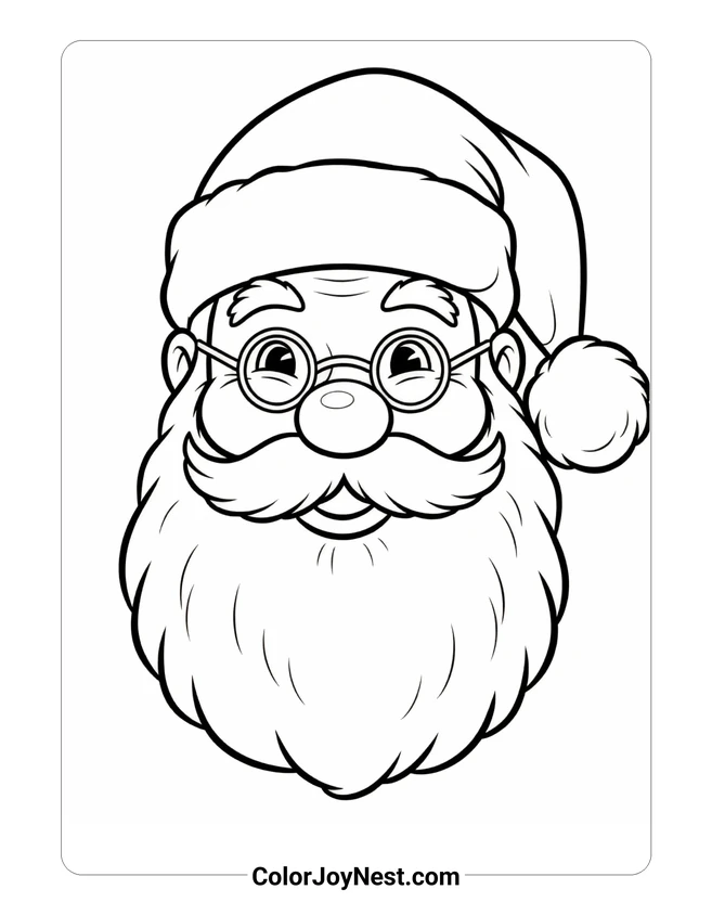 Santa Head with Glasses Coloring Page