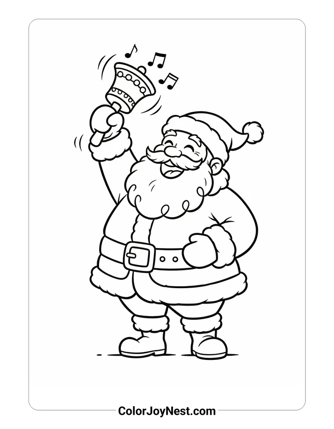Santa Ringing Bell Coloring Page