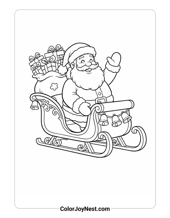 Santa in Sleigh Coloring Page