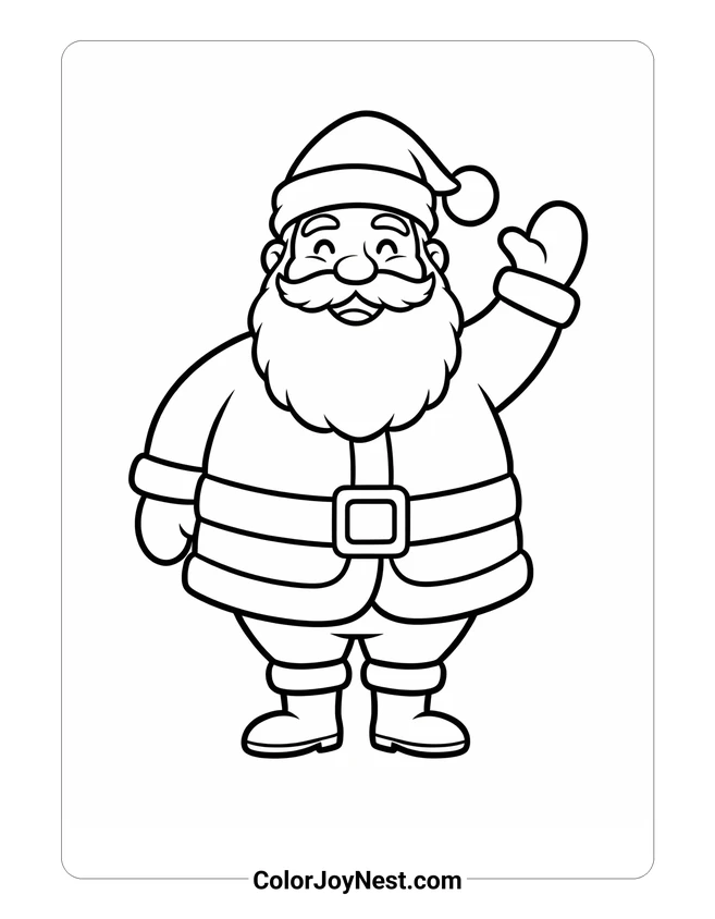 Santa Waving Hello Coloring Page