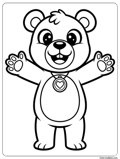 Bobby BearHug Heart Pendant Coloring Page
