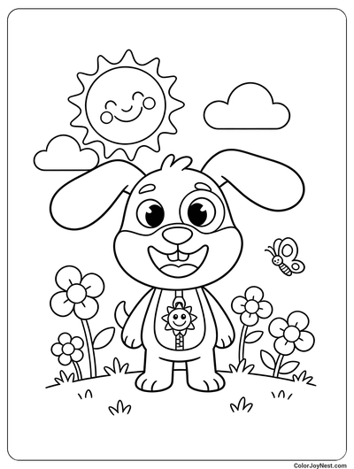 DogDay Playing Outside Coloring Page