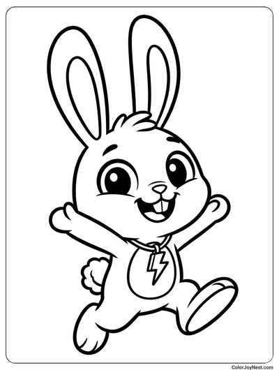 Hoppy Hopscotch Lightning Bunny Coloring Page
