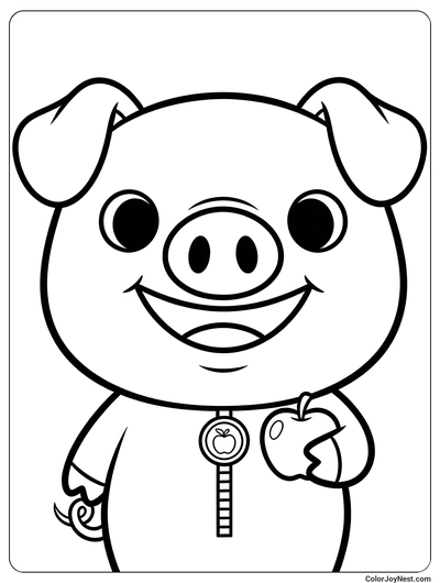 PickyPiggy Apple Snack Coloring Page
