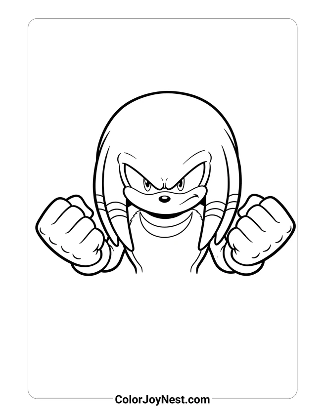 Knuckles Fist Portrait Coloring Page
