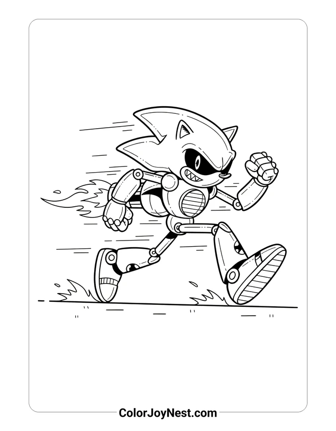 Metal Sonic Speed Run Coloring Page