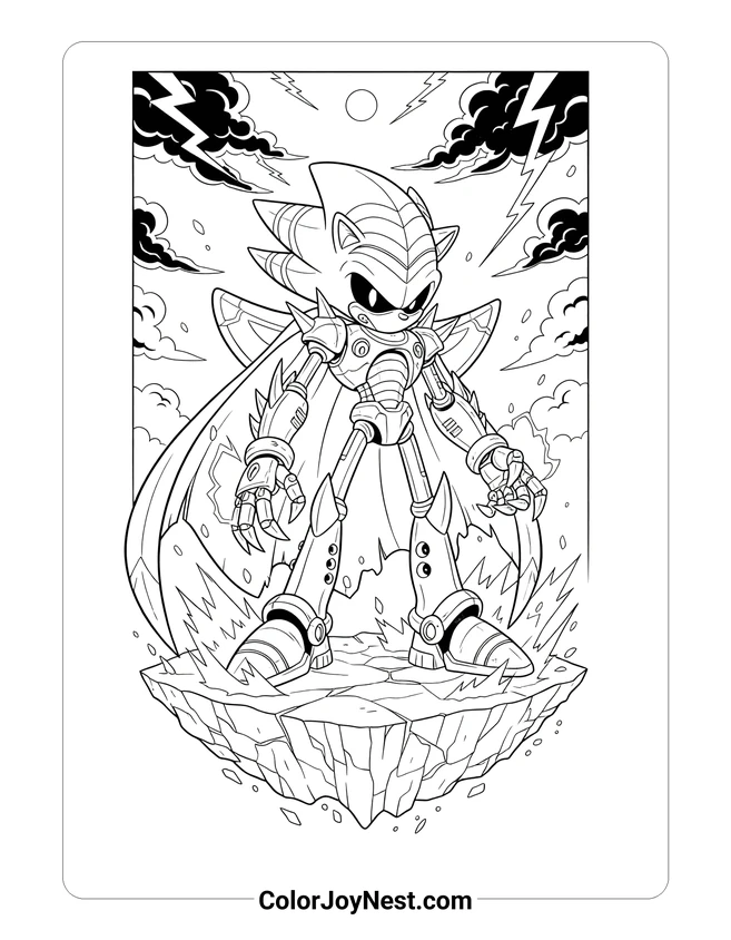 Neo Metal Sonic Powered Up Coloring Page