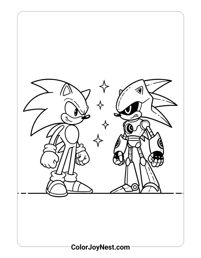 Sonic and Metal Sonic Faceoff Coloring Page