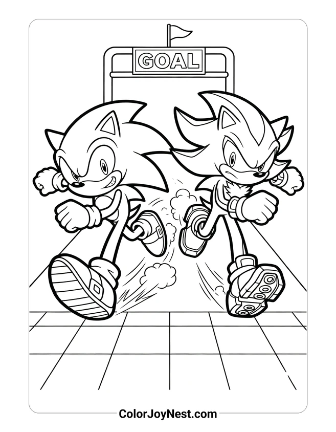 Sonic and Shadow Racing Coloring Page
