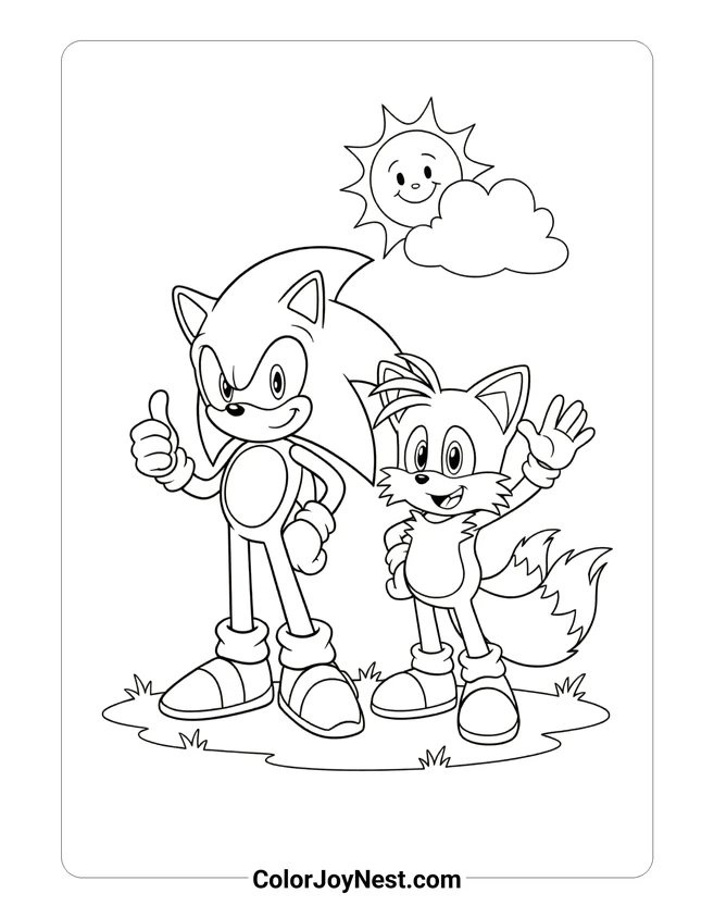 Sonic and Tails Best Friends Coloring Page