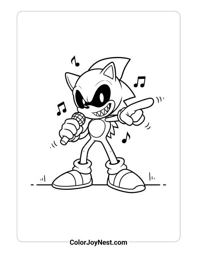 Sonic EXE FNF Singing Coloring Page