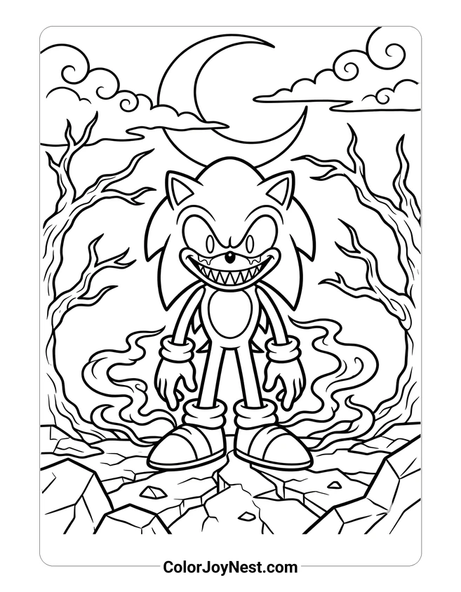 Sonic EXE Spooky Scene Coloring Page