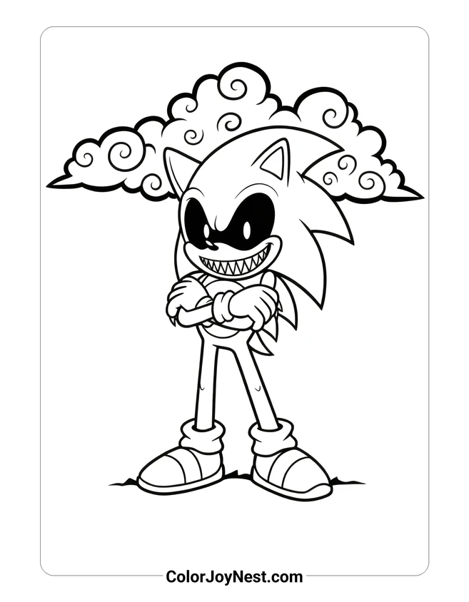 Sonic EXE Standing Menacing Coloring Page