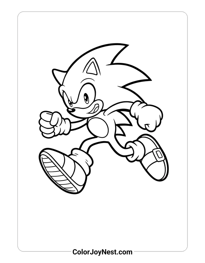 Sonic Running Pose Coloring Page