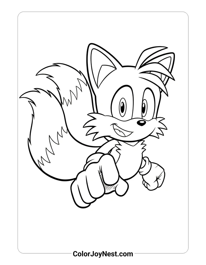 Tails Flying Portrait Coloring Page