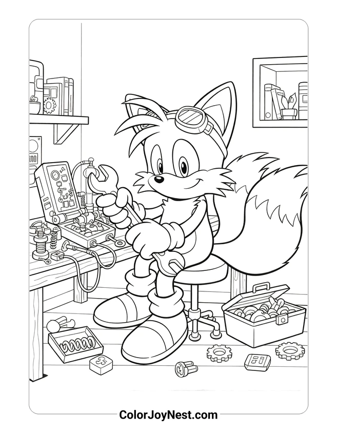 Tails Workshop Inventor Coloring Page